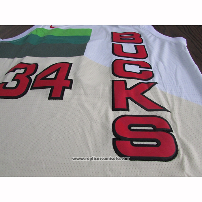 Camiseta Milwaukee Bucks Giannis Antetokounmpo #34 Earned Blanco